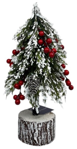 Choinka ośnieżona z czerwonymi kulkami 23cm