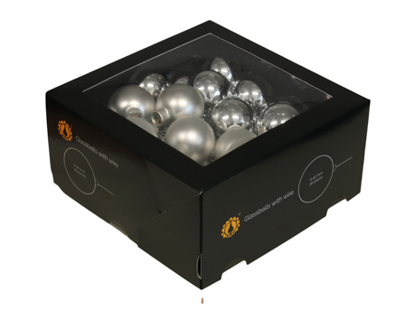 Bombki szklane drucik 4cm 36szt srebrny/perłowy