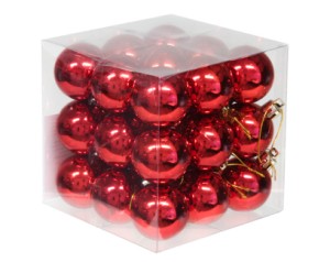 Bombki plastik 27szt 4cm czerwony