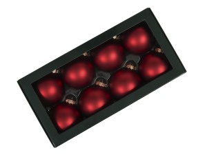 Bombki szklane 8szt 8cm czerwone mat