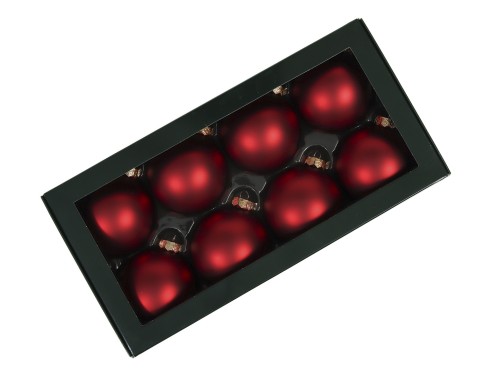 Bombki szklane 8szt 8cm czerwone mat