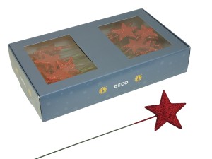 Gwiazda na piku 5,5cm 60szt czerwony