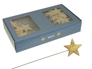 Gwiazda na piku 5,5cm 60szt/opak złoty