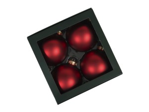 Bombki szklane 10cm 4szt czerwony mat