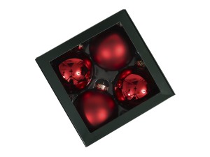 Bombki szklane 10cm 4szt czerwony mix