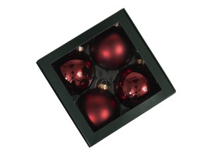 Bombki szklane 10cm 4szt czerwony mix