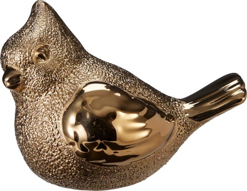 Ptak ceramiczny złoty 6cm
