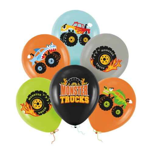 Balony Monster Trucks 12 cali 6 szt. zestaw