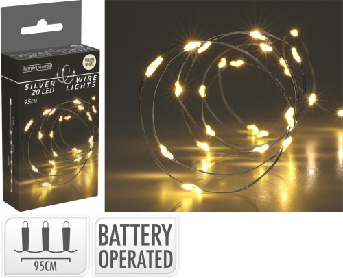 Lampki drucik 20 LED ciepły biały