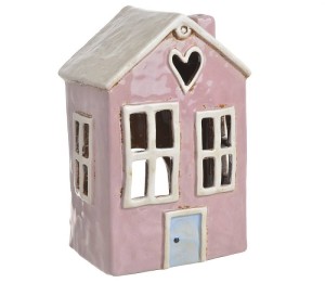 Domek ceramiczny różowy 13,5x10x20,5cm