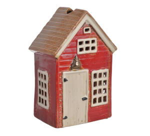 Domek ceramiczny czerwono biały 13x9x18cm