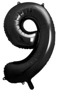 Balon foliowy cyfra "9" czarny 86cm