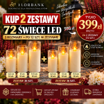 Świece akrylowe LED zestaw 36 szt. 3 rozmiary 12,5/15/17,5 cm