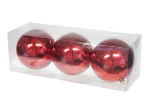 Bombki plastik 12cm 3szt czerwony