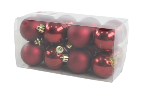 Bombki plastikowe bordowe 16 sztuk 4 cm Oris