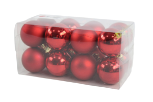 Bombki plastikowe czerwone Oris 16 szt. 4 cm