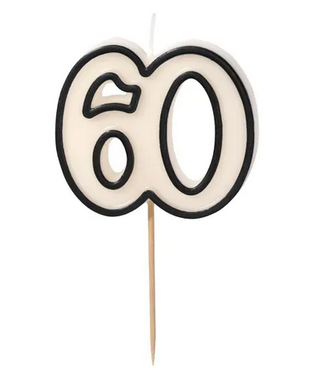 Świeczka urodzinowa liczba "60" 5,5cm biało-czarny