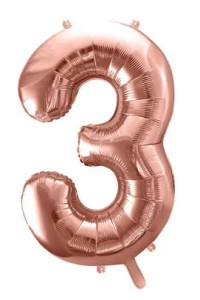Balon foliowy cyfra "3" różowe złoto 86cm