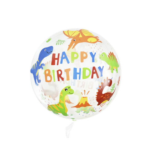 Balon przezroczysty okrągły Dinozaury 45cm 1szt.