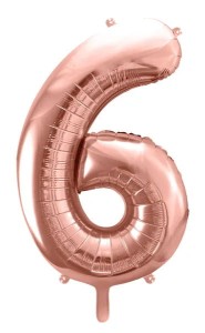 Balon foliowy cyfra "6" różowe złoto 86cm