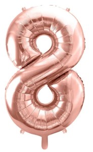 Balon foliowy cyfra "8" różowe złoto 86cm