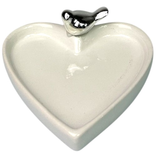 Podstawek serce z ptaszkiem 10x12cm