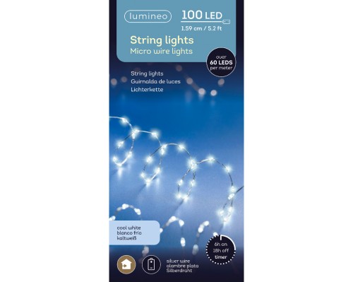 Oświetlenie 100LED bateryjne zimny biały