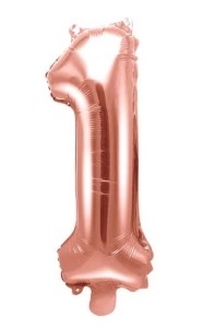 Balon foliowy cyfra "1" różowe złoto 35cm