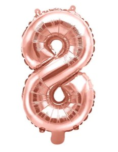 Balon foliowy cyfra "8" różowe złoto 35cm