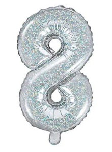 Balon foliowy "8" srebrny holo 35cm