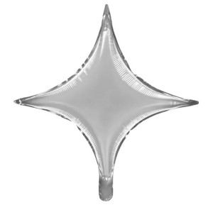 Balon foliowy gwiazda 4-ramienna srebrna 45cm