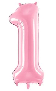Balon foliowy cyfra "1" różowy 86cm