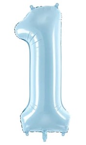 Balon foliowy cyfra "1" jasny niebieski 86cm