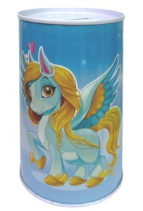 Puszka skarbonka jednorożce 8x13cm