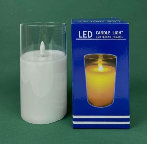 Świeca LED wosk w szkle 7,5x15cm
