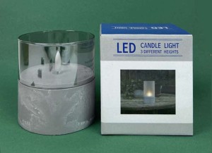 Świeczka LED ze szkłem beton 10x10cm 2xAA