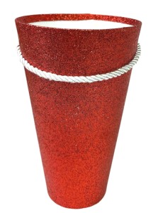 Flowerbox lśniący średni 20x13,5cm czerwony