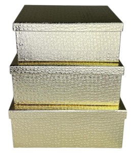 Pudełko prostokąt 31x22x12cm kpl. 3szt złoty