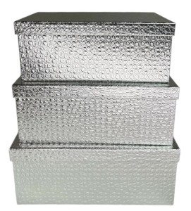 Pudełko prostokąt 31x22x12cm kpl. 3szt srebrny