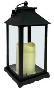 Latarnia plastikowa ze świecą 13x13x31cm