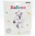 Balony zestaw 9szt. srebrny