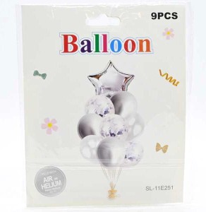Balony zestaw 9szt. srebrny