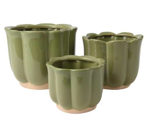 Osłonki ceramiczne kpl 3szt. 17,5x14cm zielony