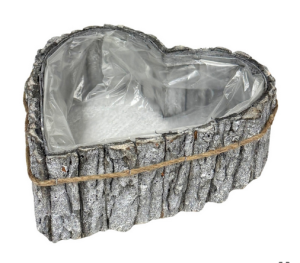 Osłonka z kory w kształcie serca z folią szara 11cm