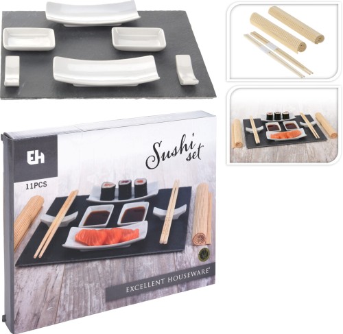 Zestaw sushi 11 elementów z płytką