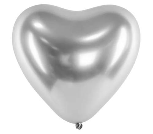 Balony glossy serca srebrne 30cm 1op/50szt