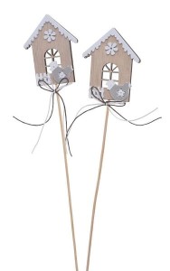 Drewniany domek na piku 2szt/opak