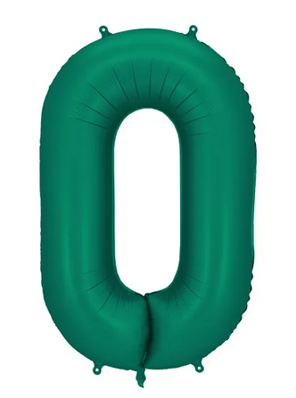 Balon foliowy cyfra "0" butelkowa zieleń 86cm