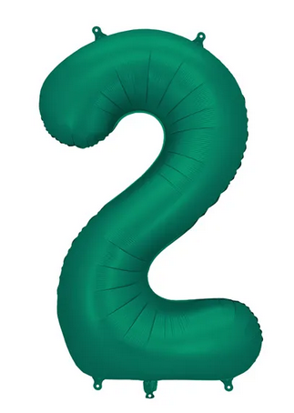 Balon foliowy cyfra "2" butelkowa zieleń 86cm