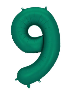 Balon foliowy cyfra "9" butelkowa zieleń 86cm